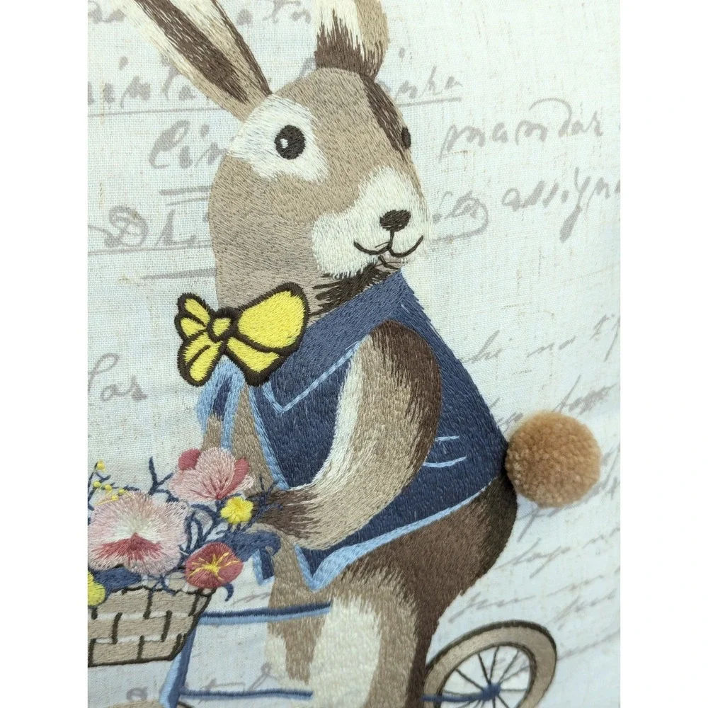 Pier 1 Imports Bunny Rabbit Easter Spring Pillow Set Flowers Embellished Decor